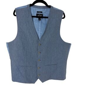Joseph Abboud JOE Mens XXL Light Blue 100% Linen Slim Fit Suit Vest Camo Back